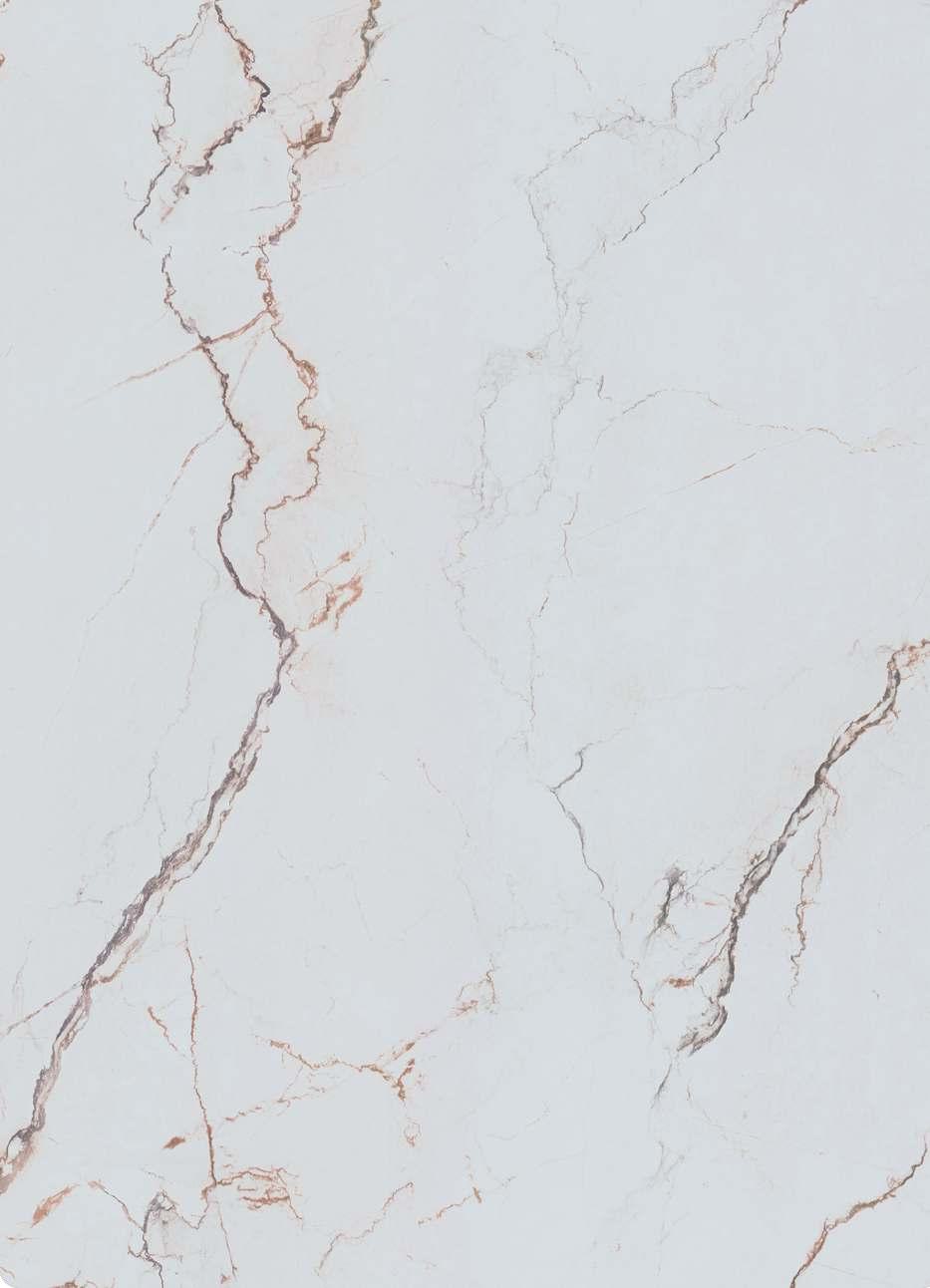 White marble laminate with brown veining and textured finish