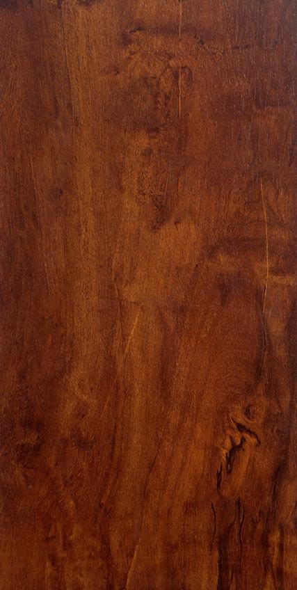Brown wood grain laminate with textured finish and visible wood pattern and knots.