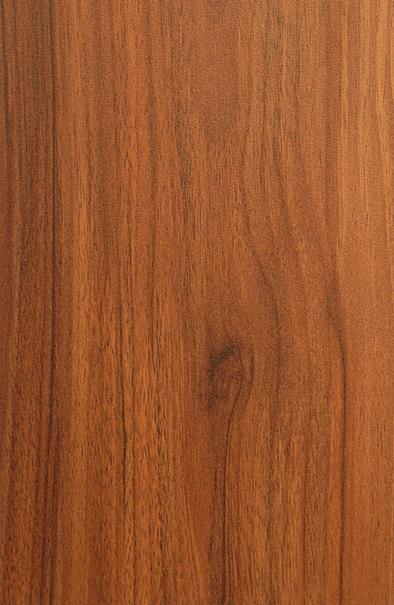 Brown wood grain laminate with suede finish, showing natural texture and wood pattern with darker streaks and knots.