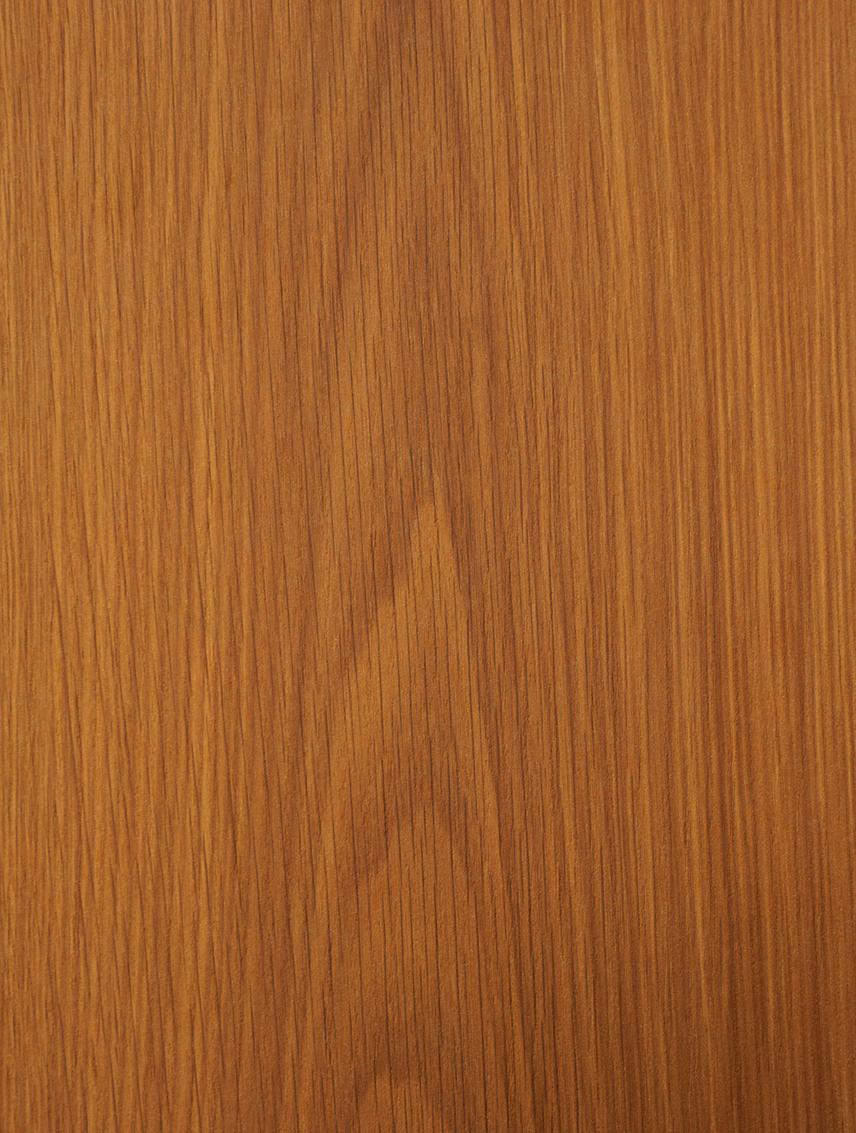 Brown wood grain laminate with textured finish and vertical wood pattern.