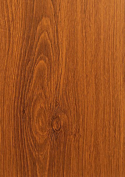 Brown wood grain laminate with textured finish and visible wood knots and grain pattern
