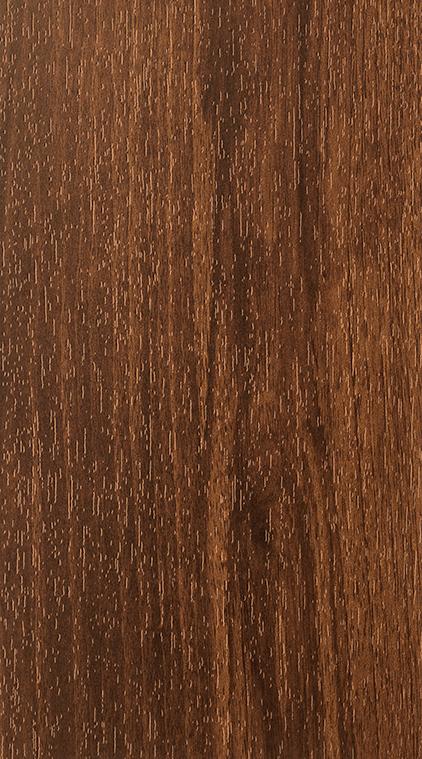 Brown wood grain laminate with textured finish and vertical grain pattern, showing wood-like details and subtle sheen.