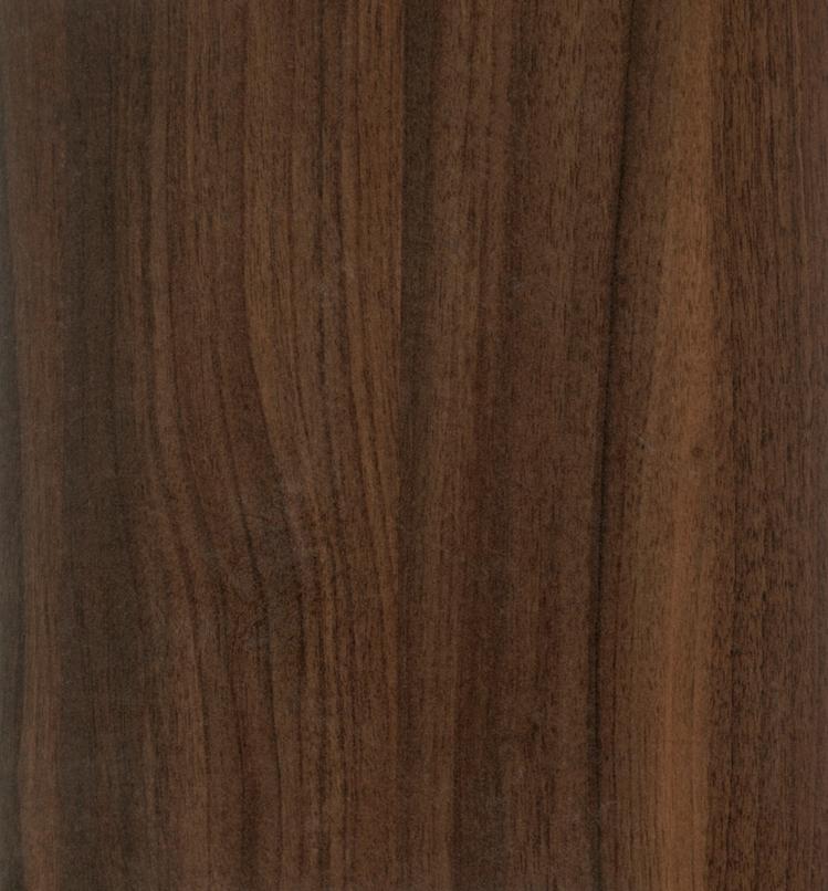 Brown wood grain laminate with textured finish and vertical wood pattern.