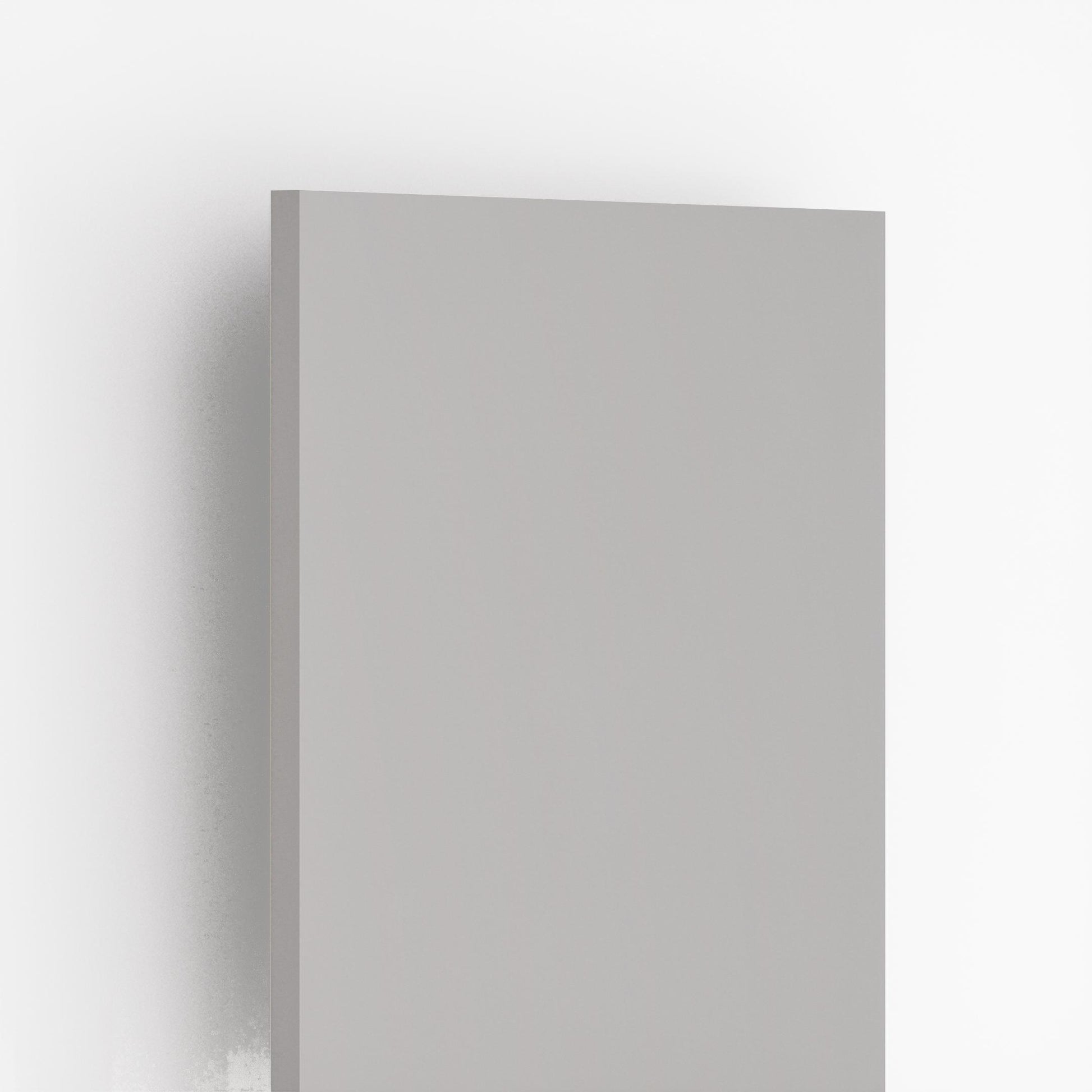 Grey plain laminate sheet with high gloss finish and smooth surface.