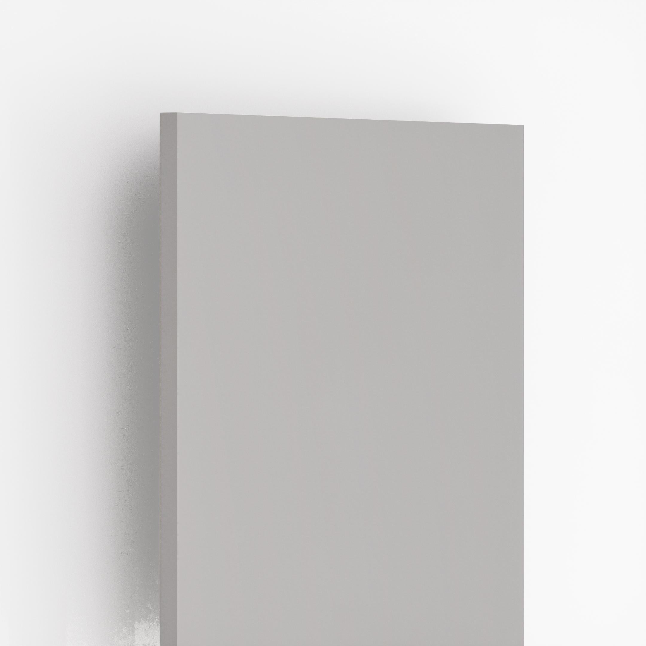 Grey plain laminate sheet with high gloss finish and smooth surface.
