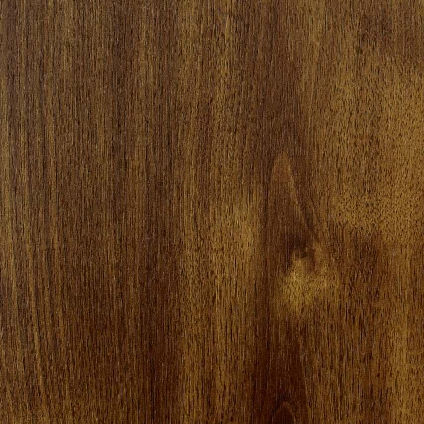 Brown wood grain laminate with textured finish and visible wood pattern and knots.