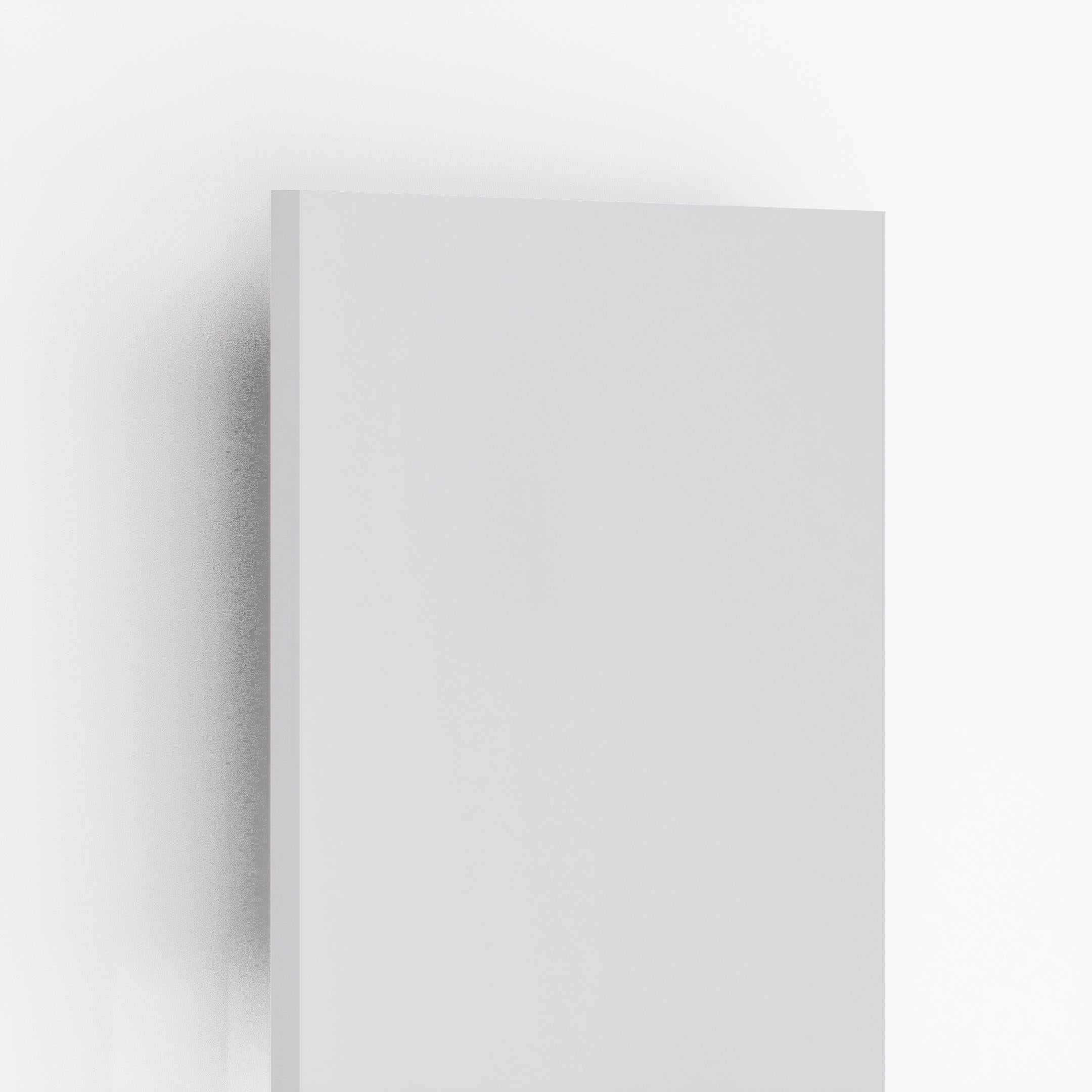 White suede laminate sheet with matte finish and plain surface, showing edge detail and subtle texture.