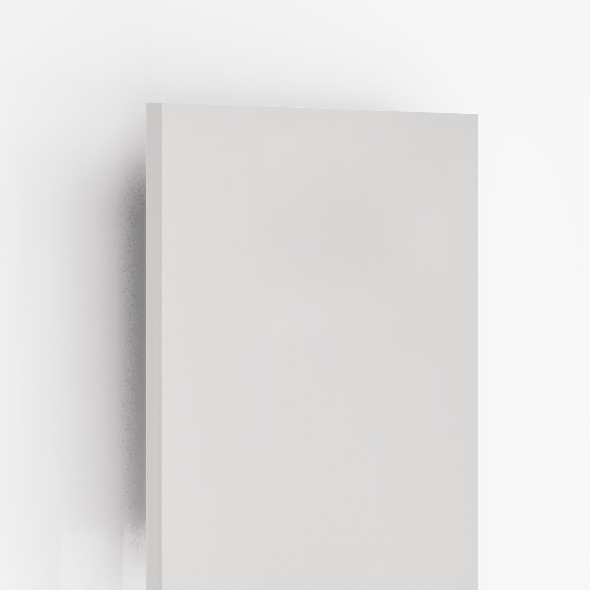 Milky white plain laminate with suede finish and subtle texture visible on the surface and edge