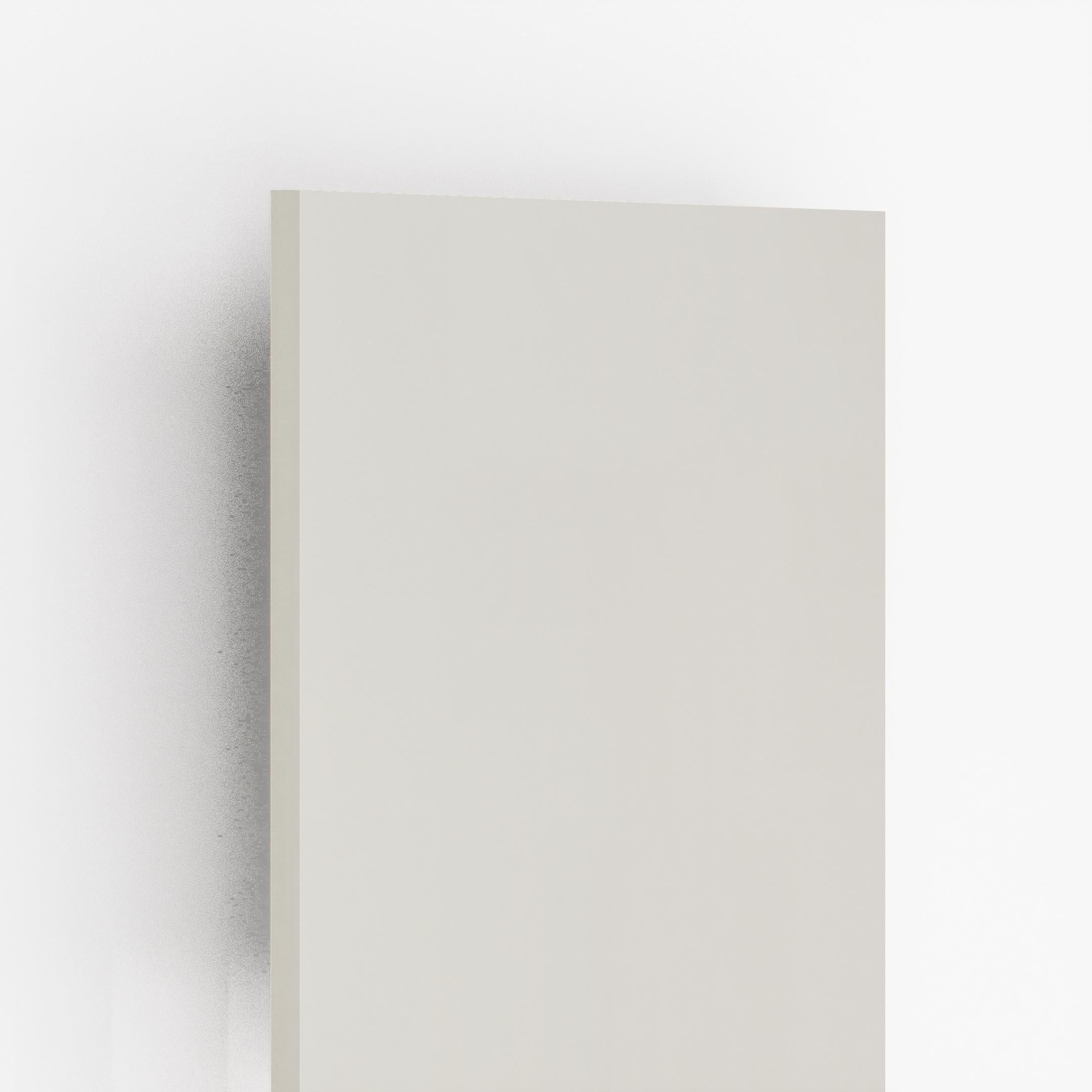 White laminate sheet with suede finish and plain color, showing edge and texture.