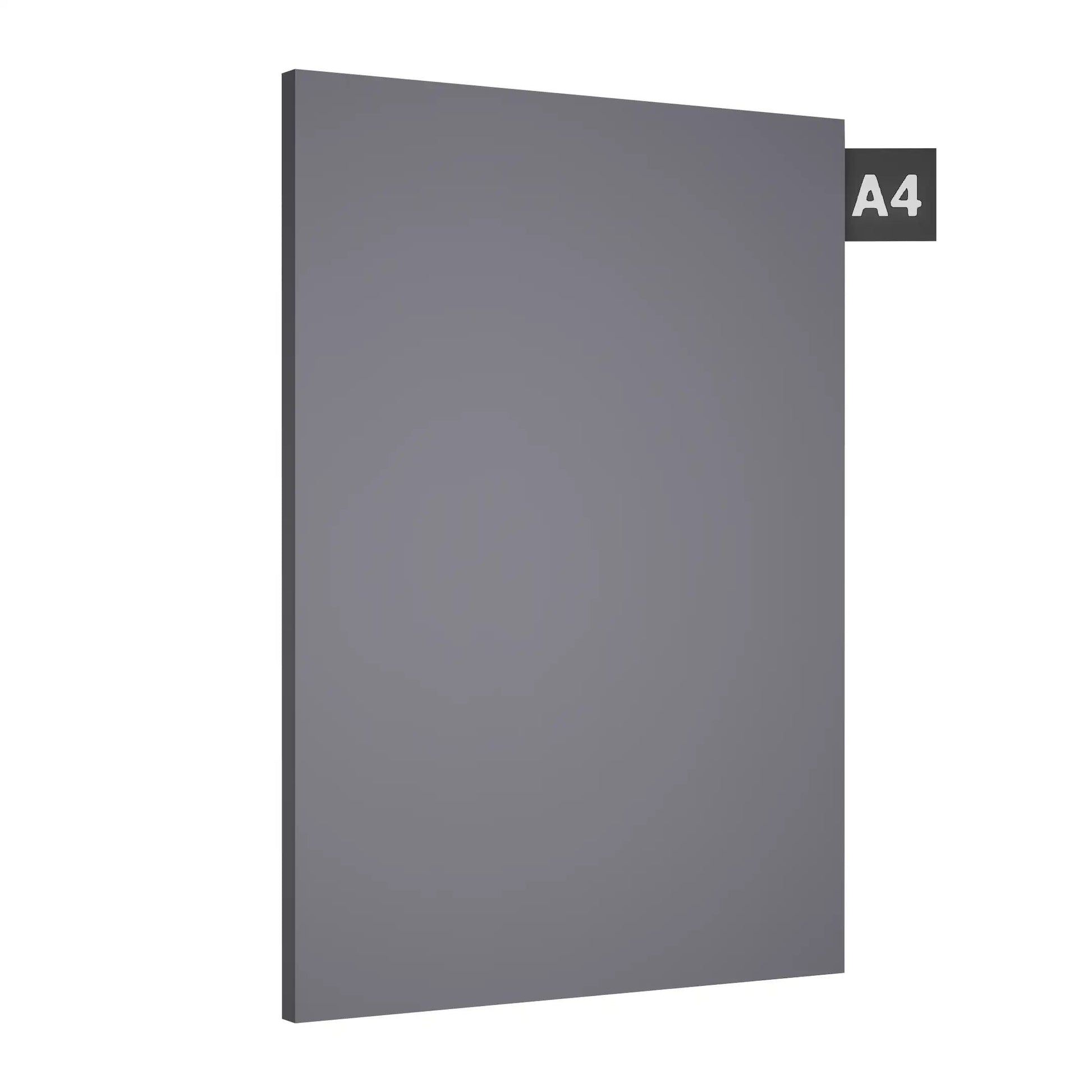 Dark grey plain laminate sheet with smooth finish and visible edge thickness, showing a solid color surface.