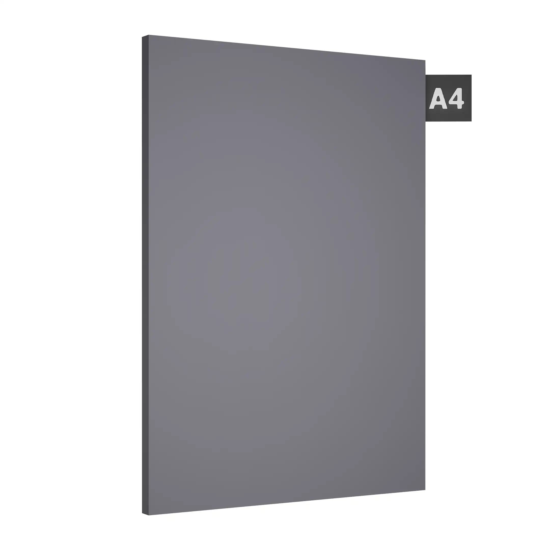 Dark grey plain laminate sheet with smooth finish and visible edge thickness, showing a solid color surface.