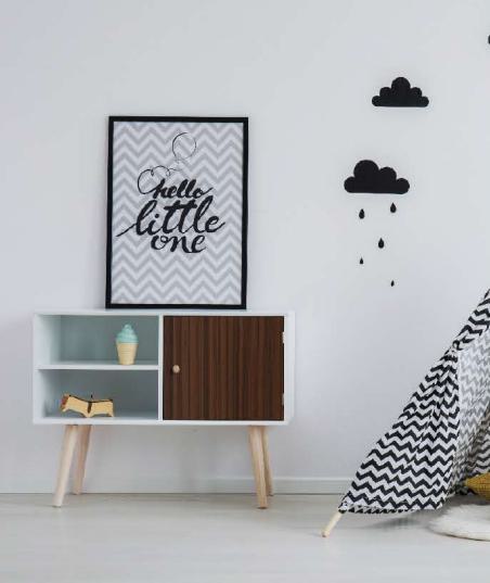 Brown wood grain laminate with suede finish on cabinet door, showing vertical wood pattern and matte texture