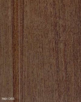 Brown wood grain laminate with textured finish and vertical wood pattern, showing subtle grain details and slight sheen