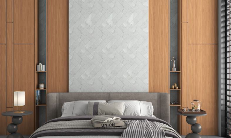 White Marble Blocks Designer Laminate 8x4 ft Super Matte 0.8 mm - 8006 SK