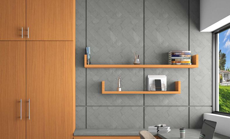 Grey Marble Blocks Designer Laminate 8x4 ft Super Matte 0.8 mm - 8007 SK