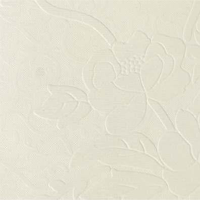 White plain laminate with textured finish and embossed floral pattern, showing subtle surface details and soft sheen.