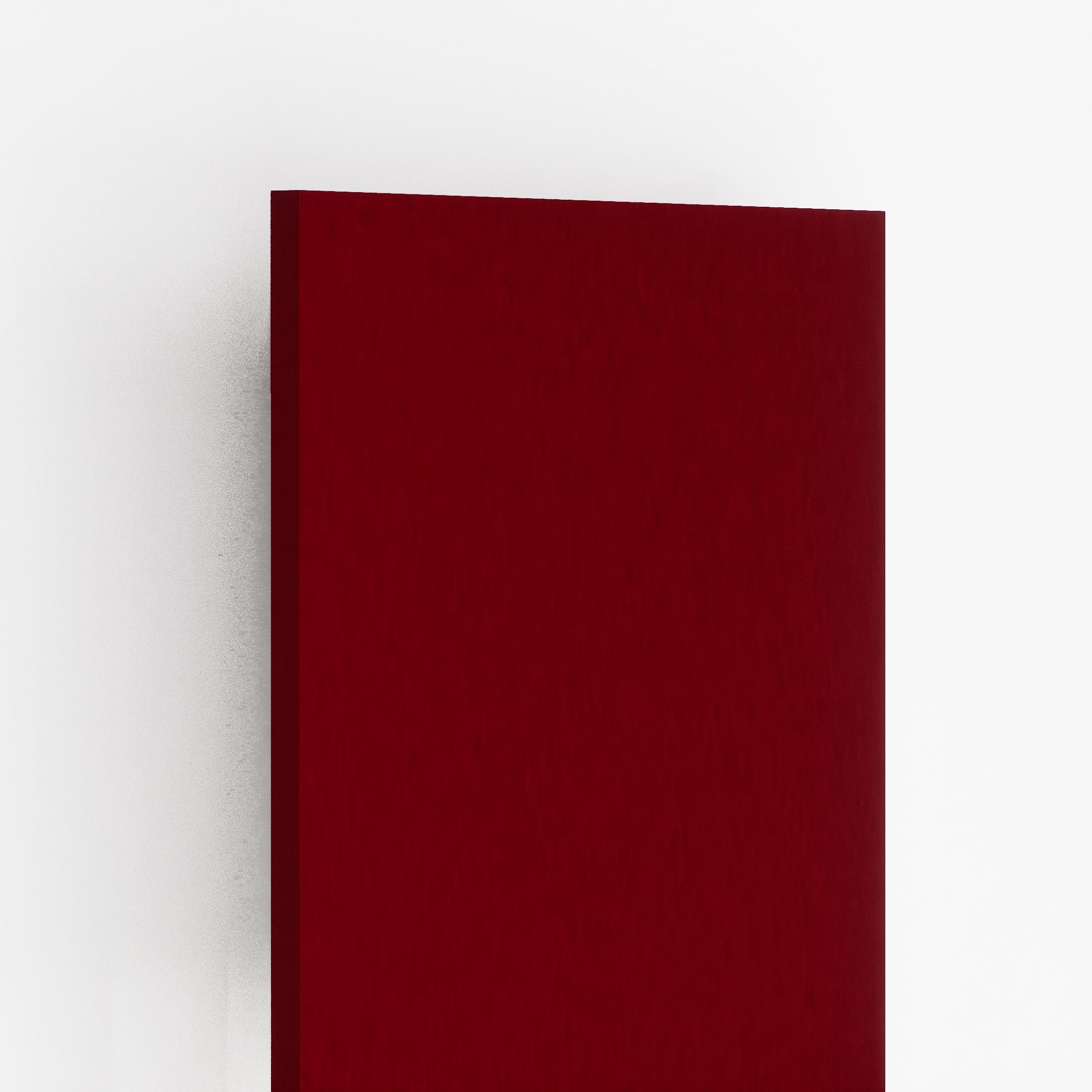 Red plain laminate with suede finish and subtle texture, showing edge and surface detail.