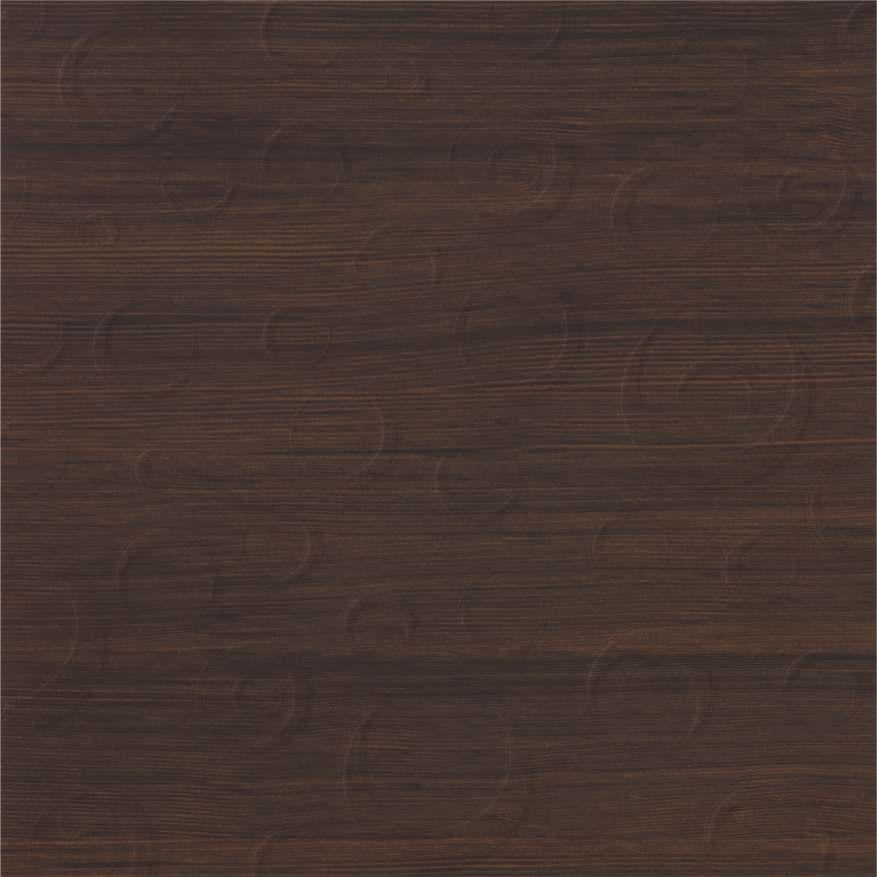 Dark brown textured laminate with wood grain pattern and subtle sheen, showing texture finish and horizontal grain direction.