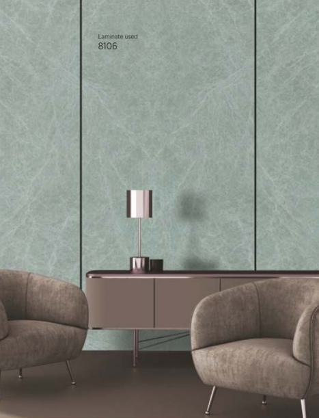 191 Sea Green Metallic Quartz Fluted Laminate 8x4 ft Texture 1 mm - 8106 A