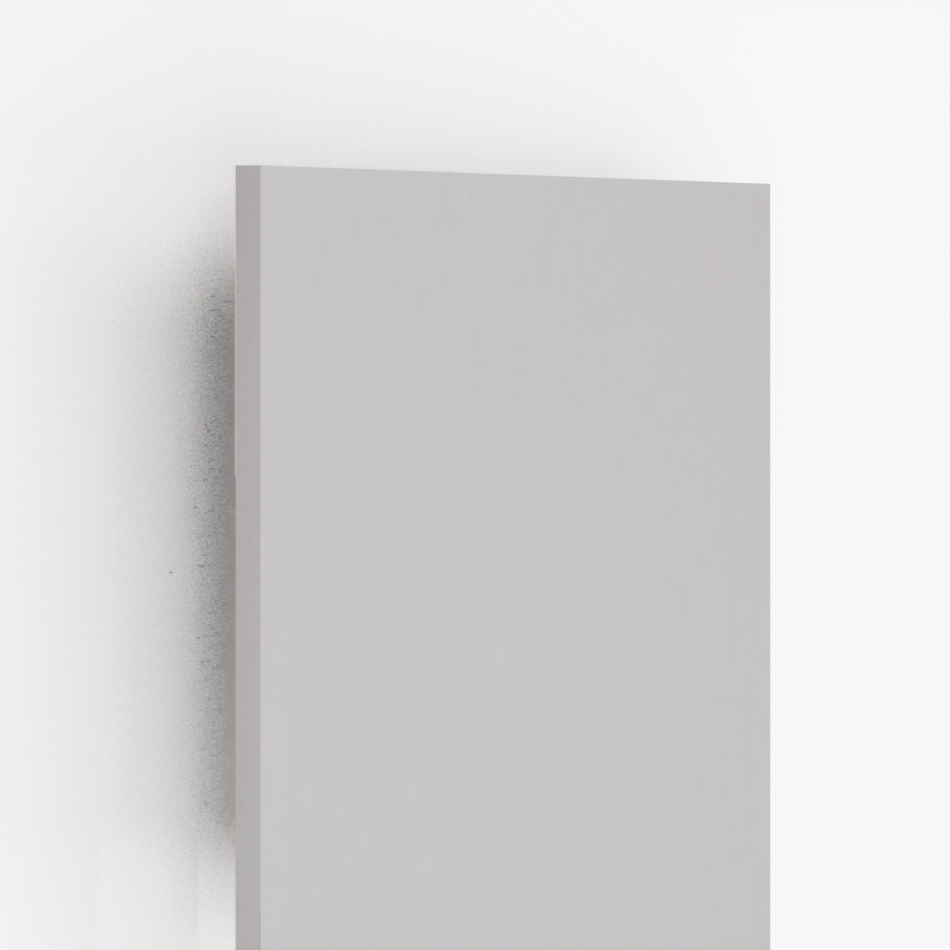 White plain laminate with textured finish and visible edge, showing thickness and subtle shadow effect on white background.