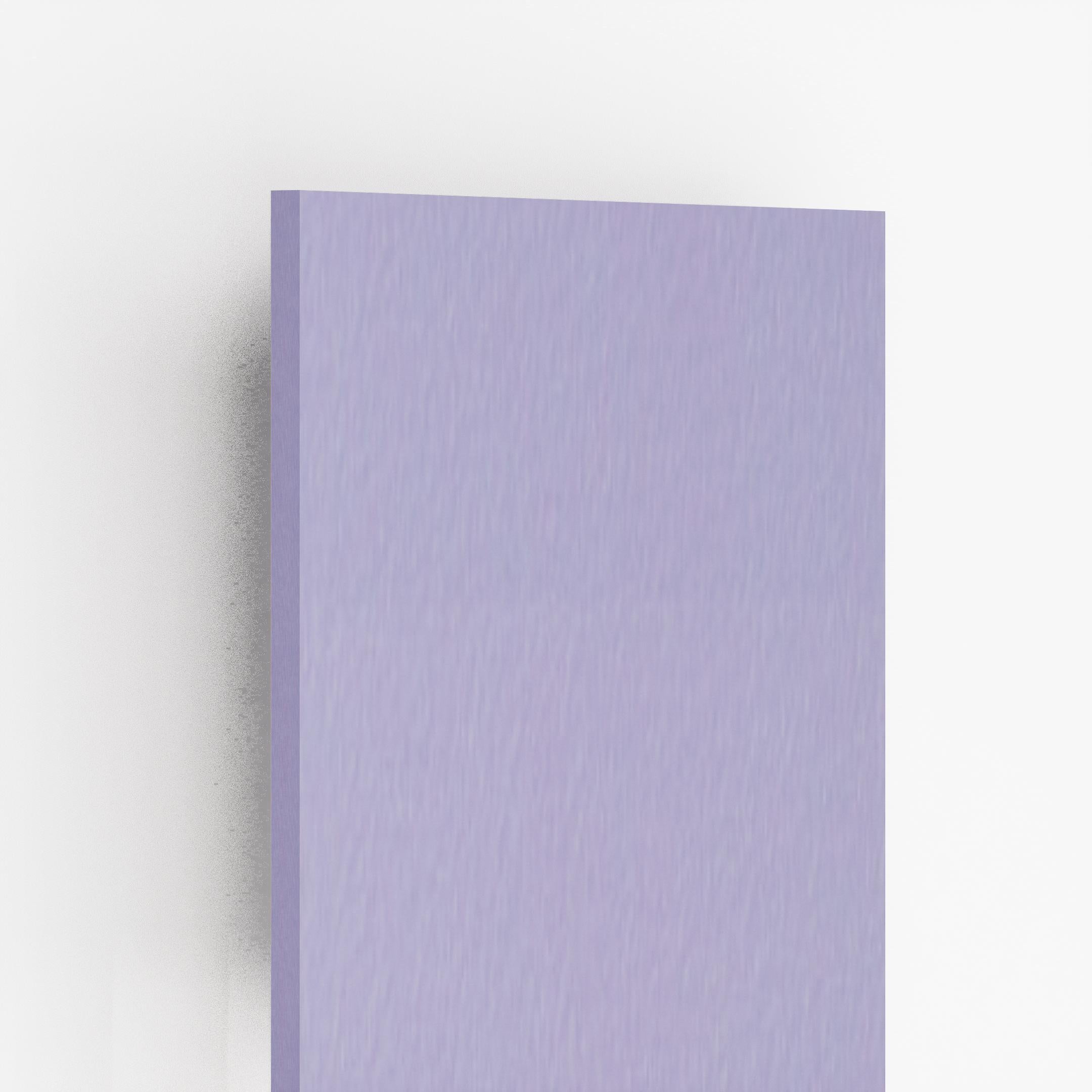 Purple plain laminate with suede finish and textured surface, showing thickness edge