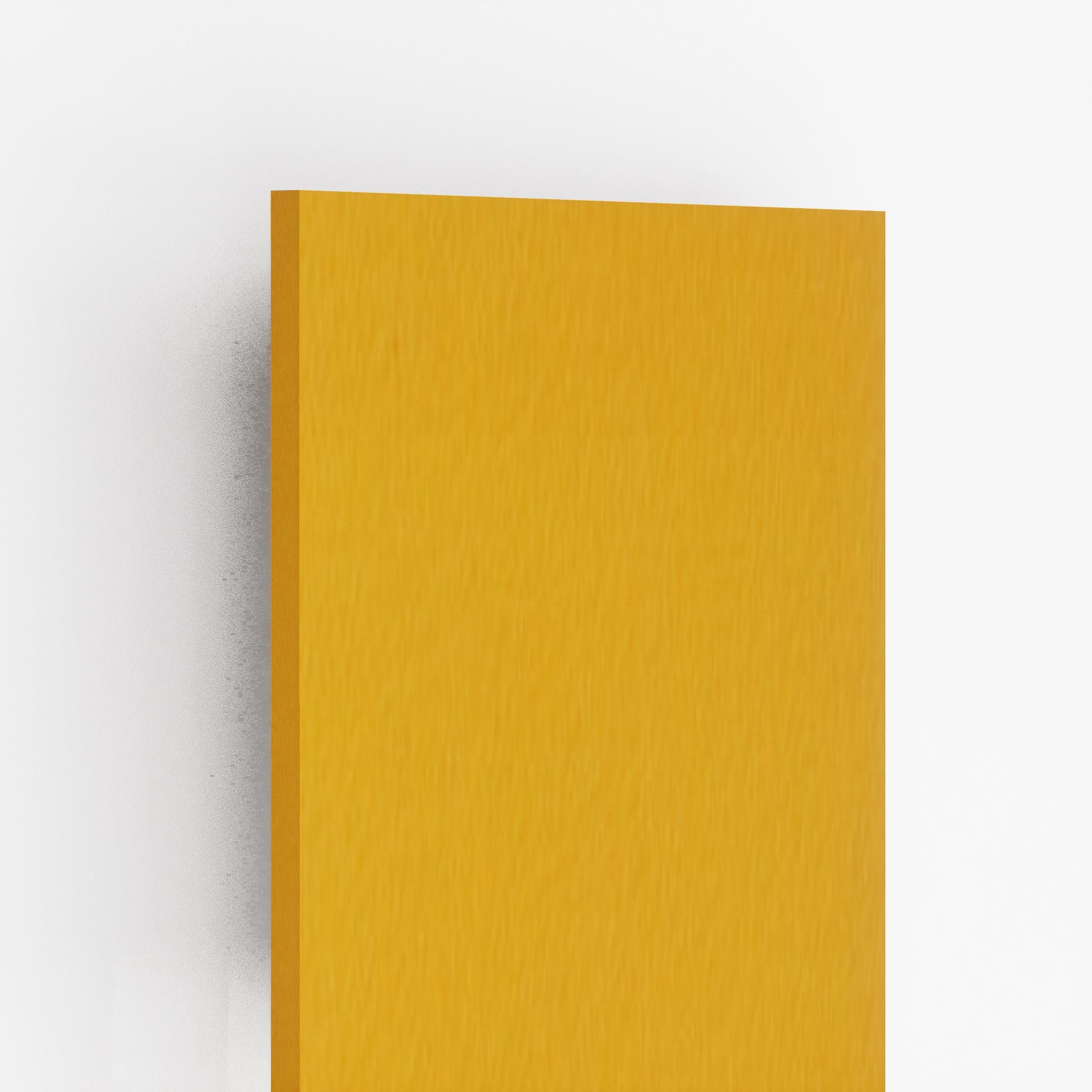 Yellow suede laminate with visible texture and edge detail, plain color finish, showcasing thickness and surface quality of