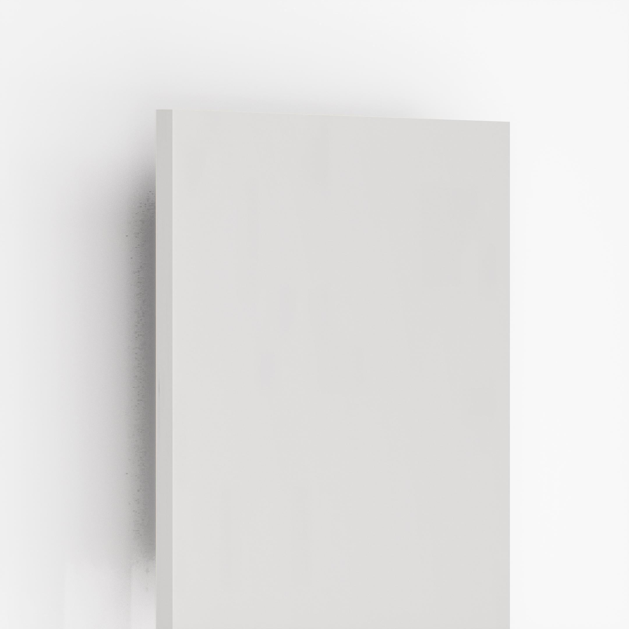 White suede finish laminate sheet with plain color and matte texture visible on edge and surface.