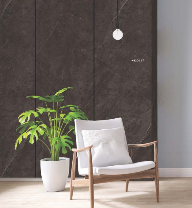 Black Caspio Marble & Stone Laminate 8x4 ft Texture 1 mm - 8204 ST