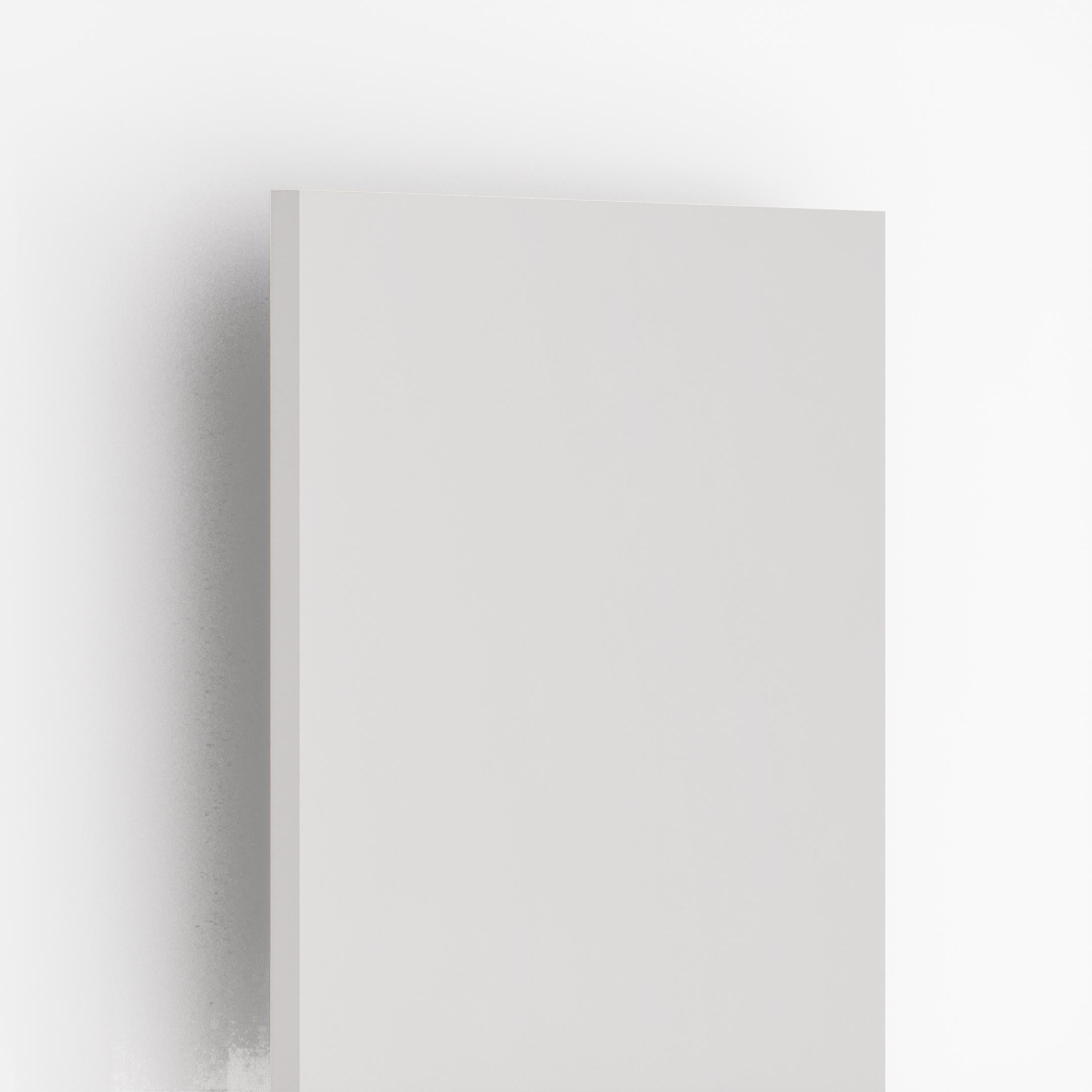 White plain laminate with textured finish, showing edge and surface detail, in a product display setting
