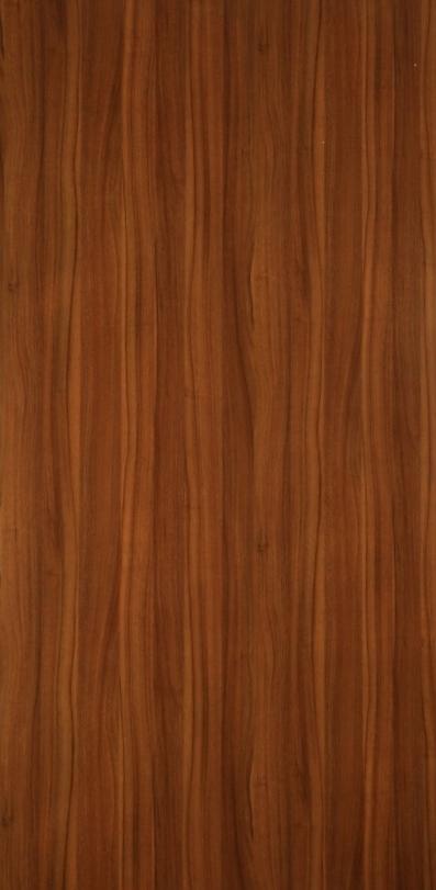 Brown wood grain laminate with suede finish and wavy pattern, showing vertical wood texture and subtle sheen.