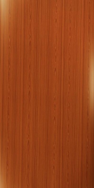 Brown wood grain laminate with textured finish and vertical wood pattern, showing natural grain details and subtle sheen.