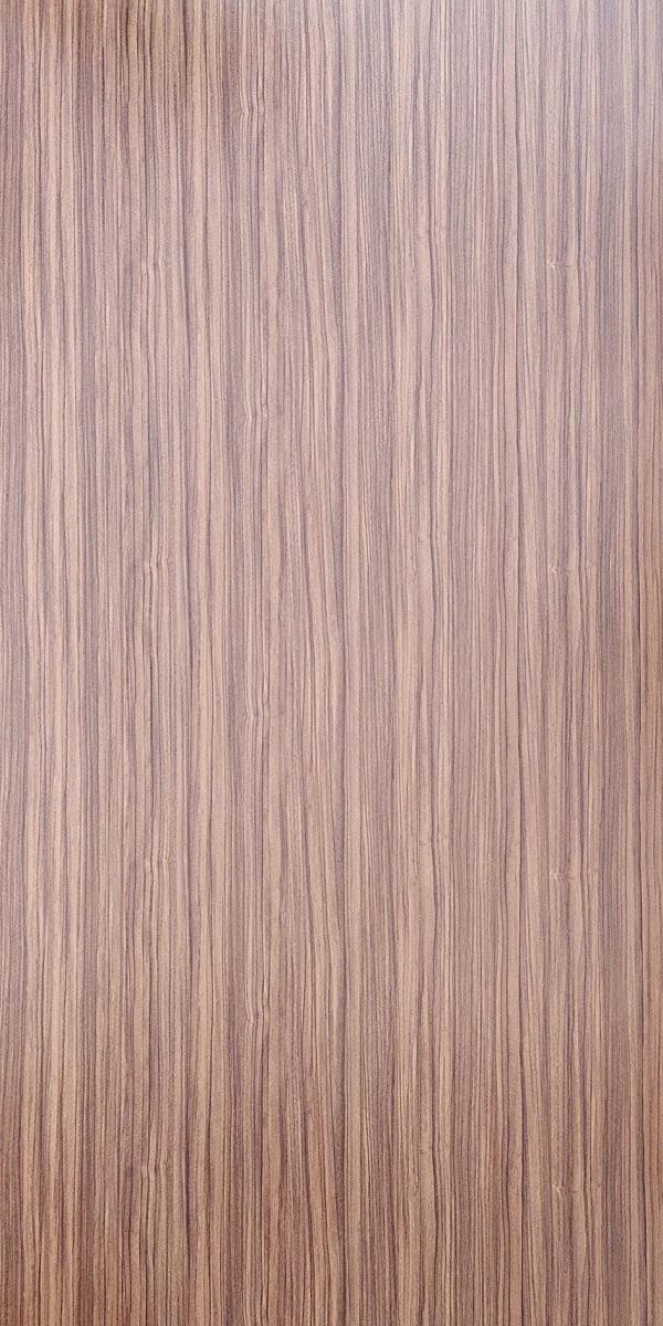 Brown wood grain laminate with suede finish and vertical grain pattern, showing subtle texture and natural wood appearance.