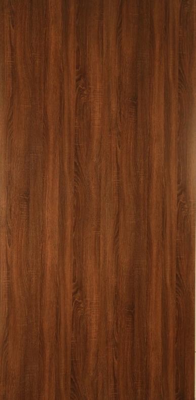 Brown wood laminate with suede finish, showing wood grain texture and vertical pattern.