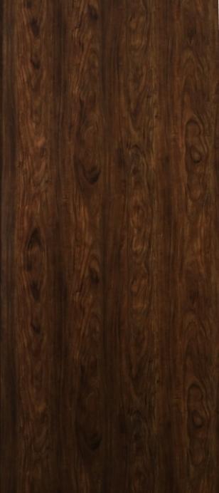 Brown wood grain laminate with suede finish and dark swirling pattern, showing wood texture and grain details.