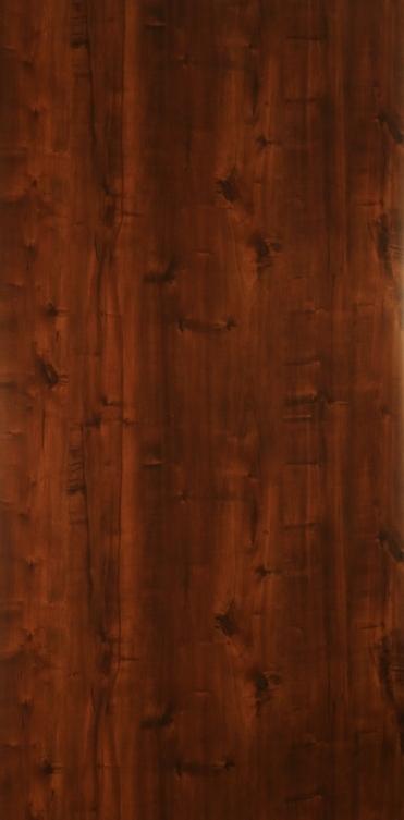 Brown wood laminate with suede finish and wood grain texture and knots.