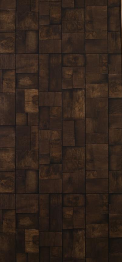 Brown wood laminate with suede finish and wood grain texture in a rectangular pattern.