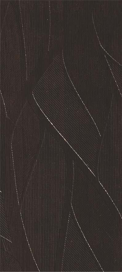 Dark brown laminate with abstract pattern and textured finish showing subtle vertical grain and white curved lines.
