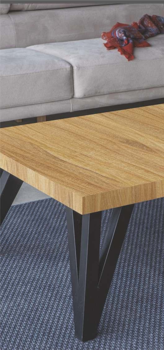 Brown wood grain laminate with textured finish on a table top, showing natural wood pattern and slight sheen.