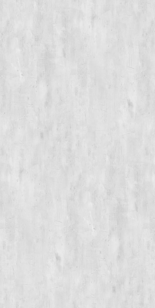 White suede laminate with textured concrete pattern and subtle sheen, mimicking wood appearance.