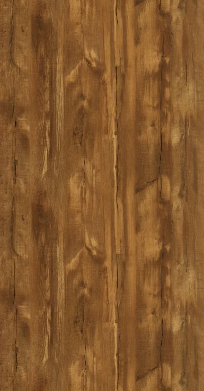 Brown wood grain laminate with textured finish and natural wood pattern, showing detailed grain and texture variations.