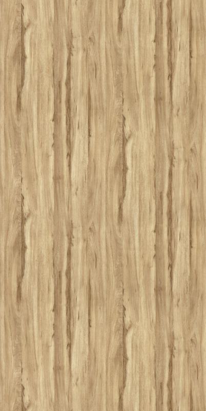 Brown wood grain laminate with textured finish and vertical wood pattern, showing natural grain details and texture