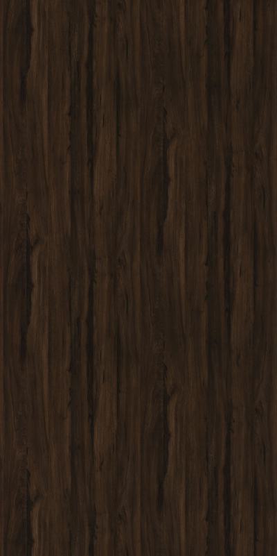 Brown wood laminate with suede finish and vertical grain pattern, showing textured wood appearance and dark brown color
