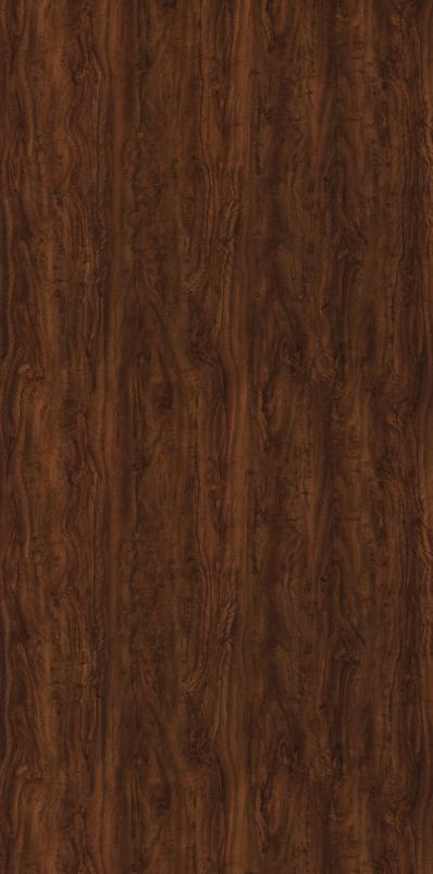 Brown wood laminate with textured finish and wood grain pattern, showing vertical lines and darker brown streaks throughout