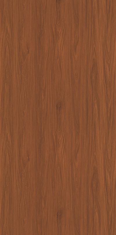 Brown wood grain laminate with textured finish and vertical wood pattern, showing detailed grain and texture variations.