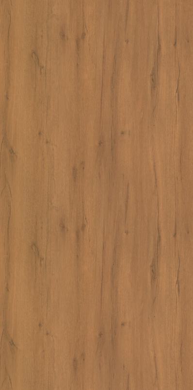 Brown wood grain laminate with textured finish and vertical wood pattern, showing natural wood knots and grain details.