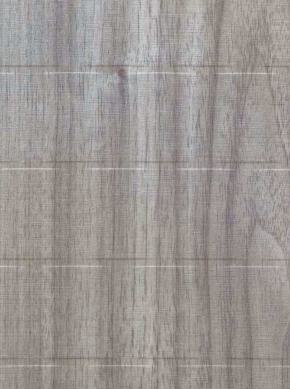 Grey wood laminate with textured finish and wood grain pattern, showing horizontal planks with subtle sheen and natural