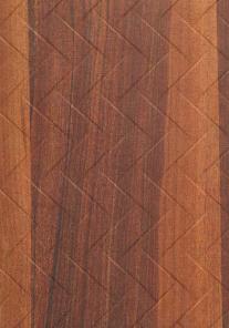 Wenge wood laminate with textured diamond pattern and wood grain, brown tones, visible texture and diagonal chevron design.