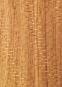 Brown wood laminate with textured finish and wood grain pattern, showing vertical lines and rectangular embossing details.