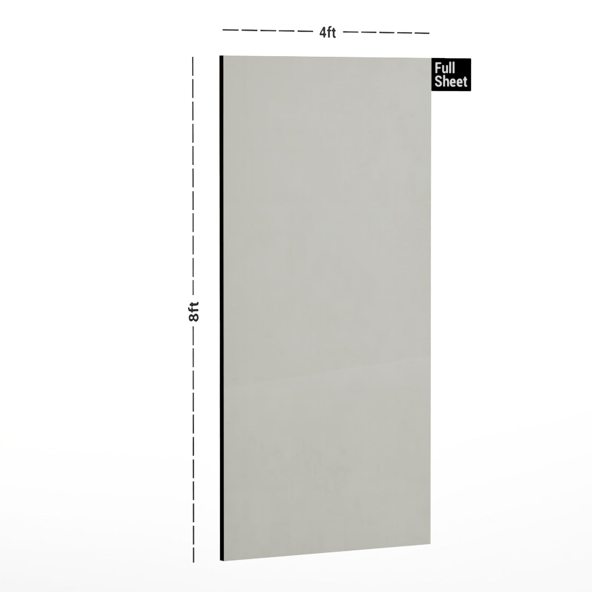White metallic laminate sheet with texture finish, 8x4 ft size, plain design, decorative laminate for interior use.