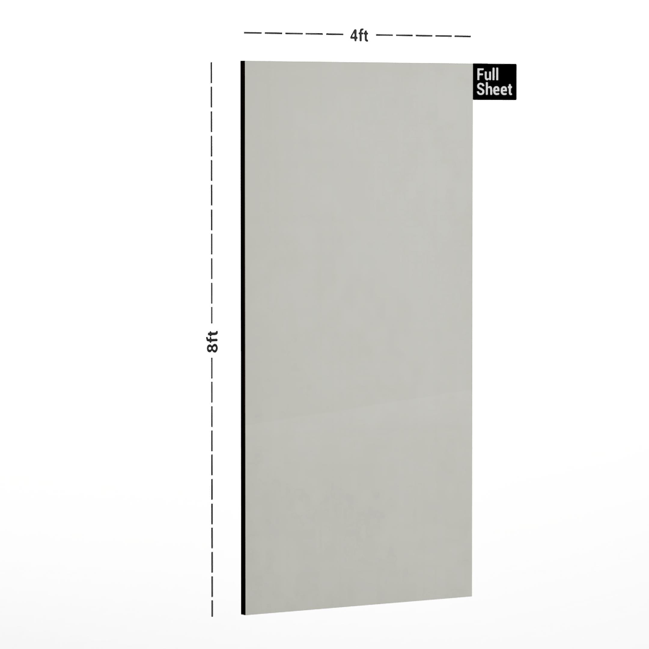 White metallic laminate sheet with texture finish, 8x4 ft size, plain design, decorative laminate for interior use.